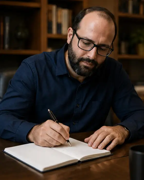 Lucas Camarano Leal durante atividade de estudo e formulação clínica