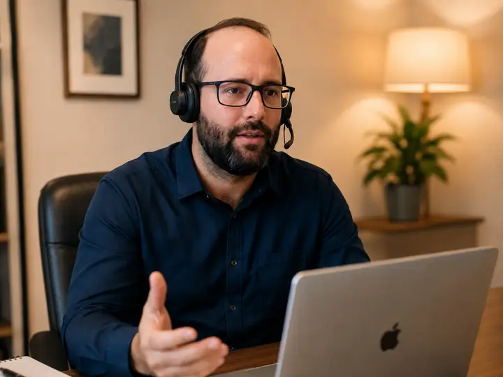 Lucas Camarano Leal em teleconsulta médica